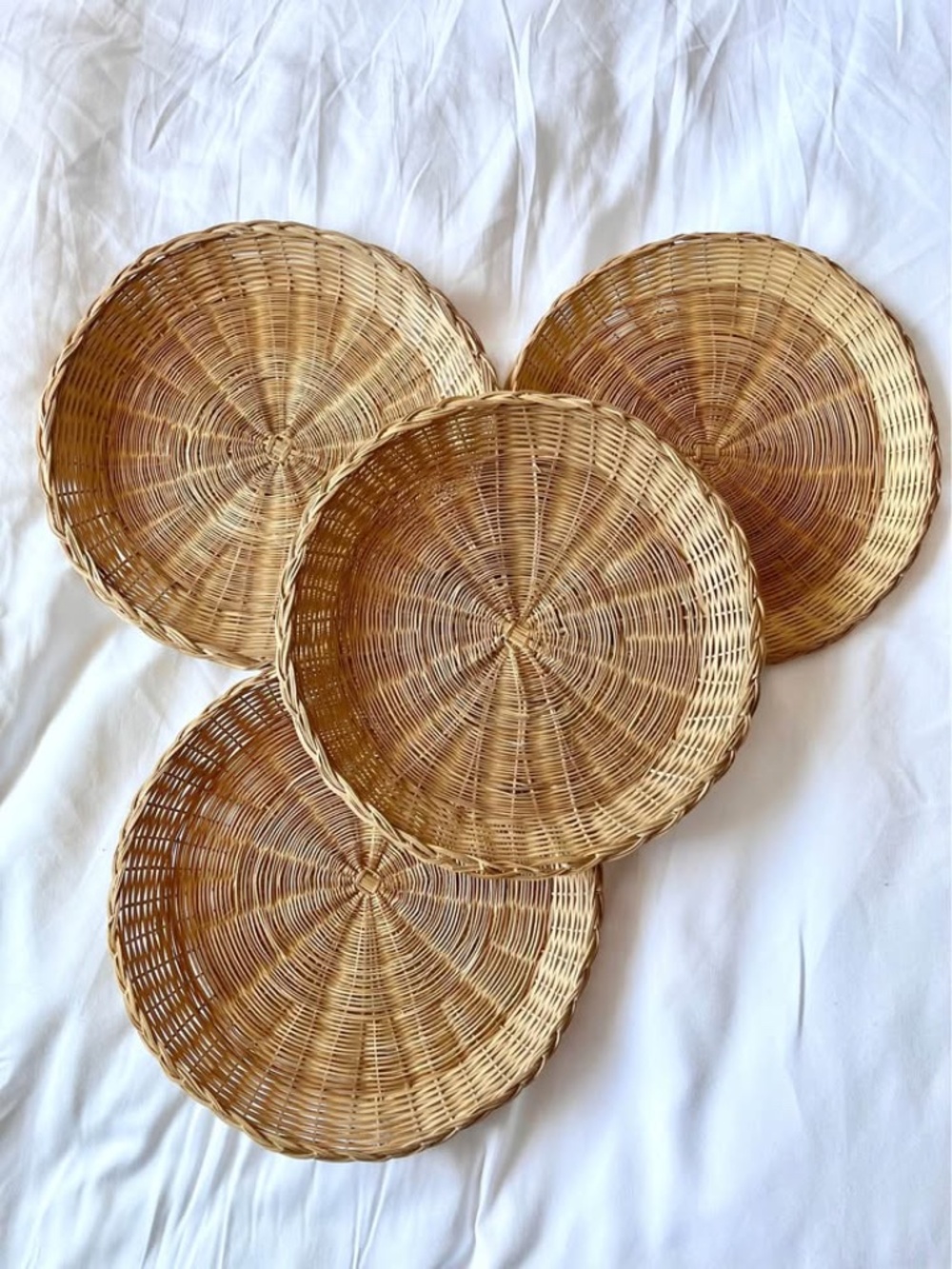 Wicker Bamboo Trays Plant Tray Wicker Charger Plates Boho Decor
